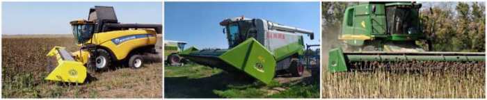 Жатка для подсолнечника и комбайны Клаас Лексион, Нью Холанд, Кейс и Джон Дир